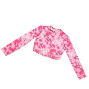More Than Magic pink Tie-Dye Swim Top rash guard